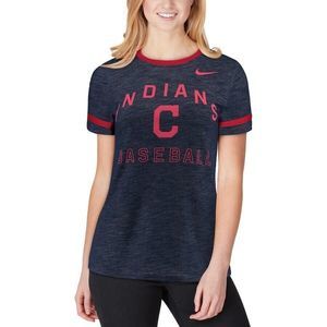 Cleveland Indians Nike Women's Slub Ringer Performance T-Shirt - Navy